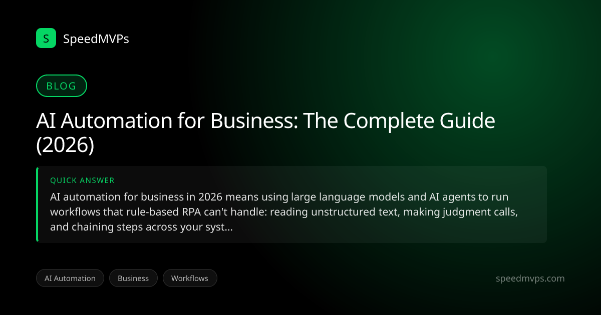 Quick answer summary for AI Automation for Business: The Complete Guide (2026)