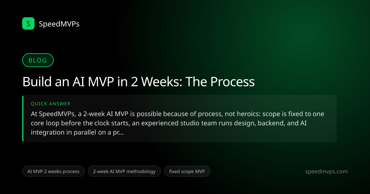 Quick answer summary for Build an AI MVP in 2 Weeks: The Process