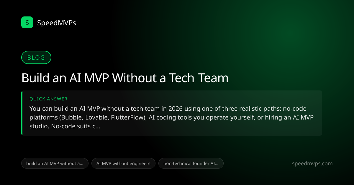 Quick answer summary for Build an AI MVP Without a Tech Team