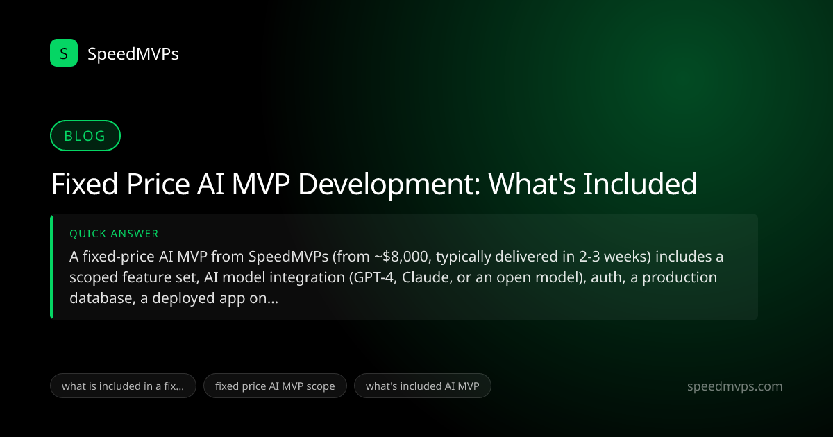 Quick answer summary for Fixed Price AI MVP Development: What's Included