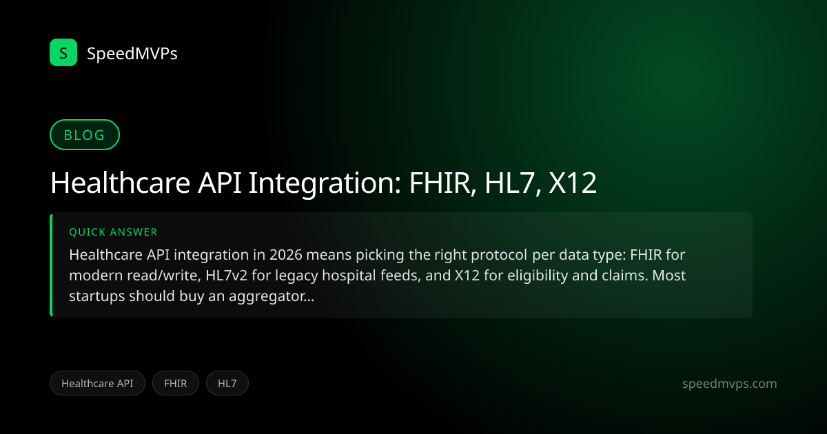 Quick answer summary for Healthcare API Integration: FHIR, HL7, X12