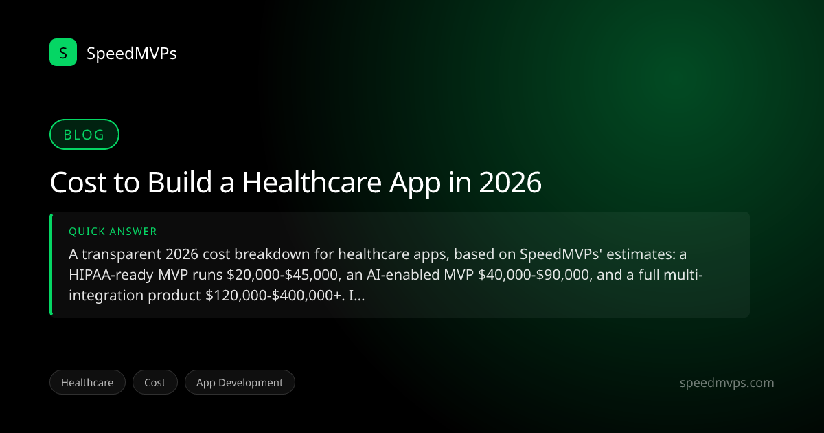 Quick answer summary for Cost to Build a Healthcare App in 2026