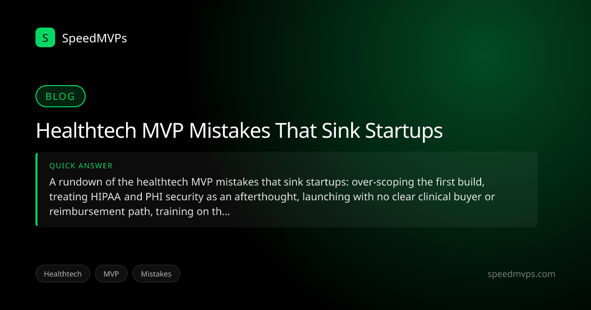 Quick answer summary for Healthtech MVP Mistakes That Sink Startups