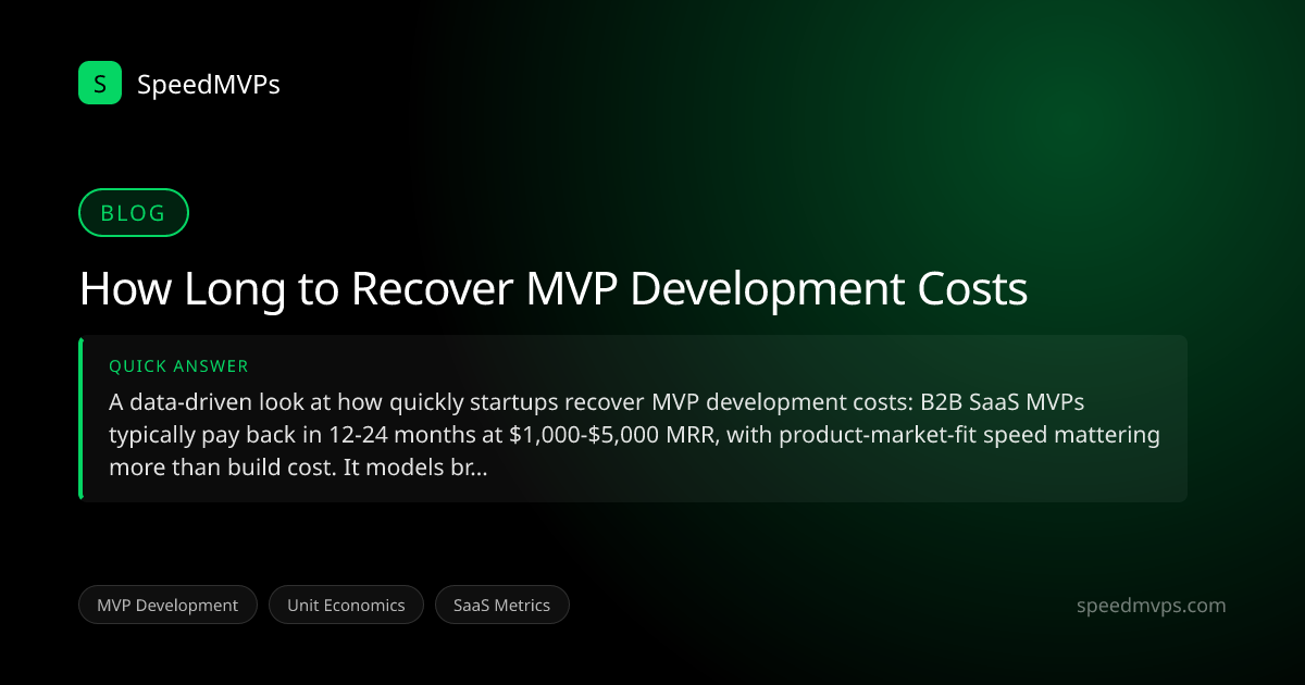 Quick answer summary for How Long to Recover MVP Development Costs