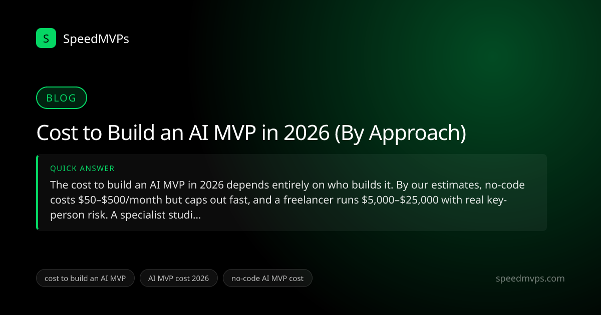 Quick answer summary for Cost to Build an AI MVP in 2026 (By Approach)