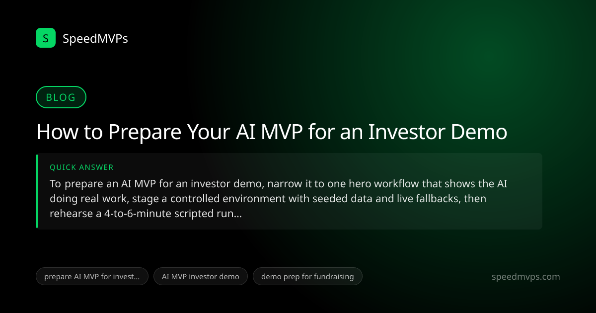 Quick answer summary for How to Prepare Your AI MVP for an Investor Demo