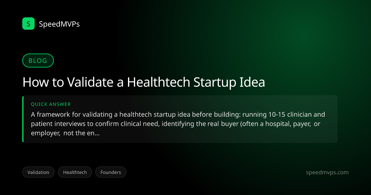 Quick answer summary for How to Validate a Healthtech Startup Idea