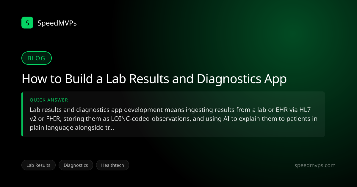 Quick answer summary for How to Build a Lab Results and Diagnostics App