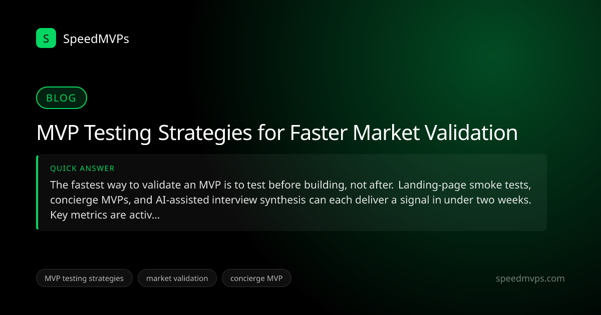 Quick answer summary for MVP Testing Strategies for Faster Market Validation