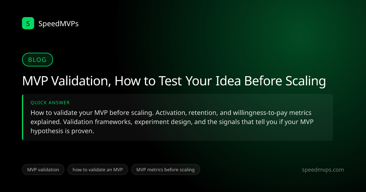 Quick answer summary for MVP Validation, How to Test Your Idea Before Scaling
