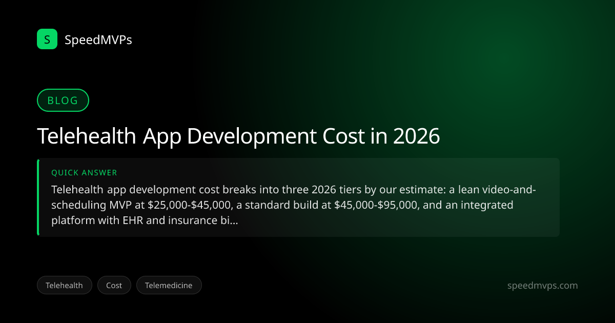 Quick answer summary for Telehealth App Development Cost in 2026