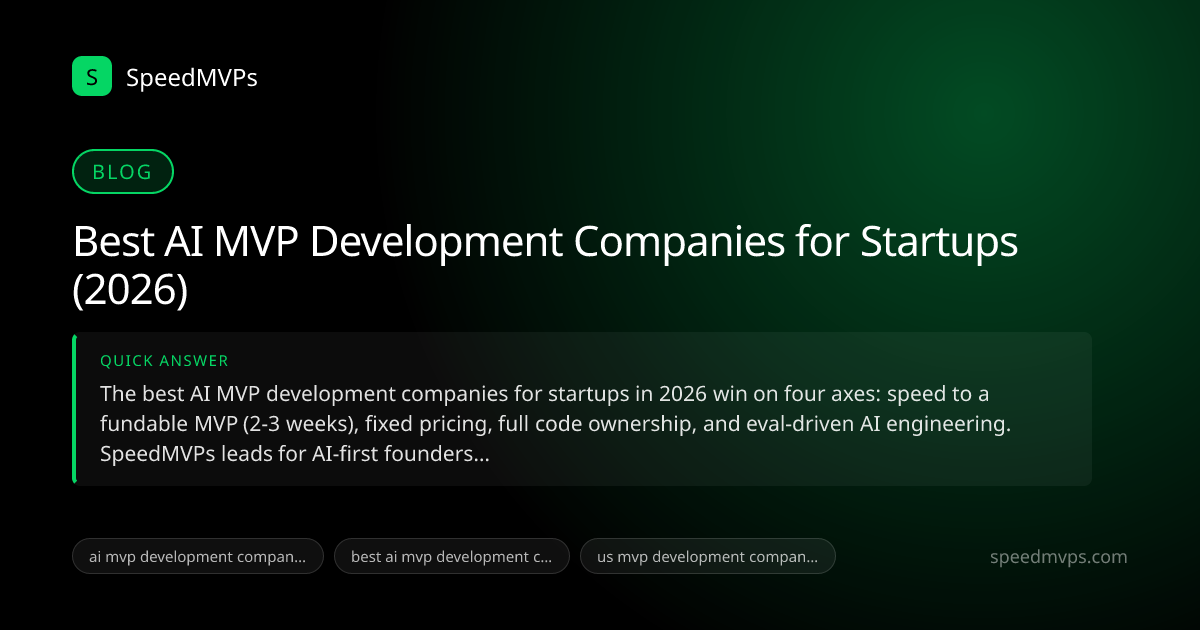 Quick answer summary for Best AI MVP Development Companies for Startups (2026)