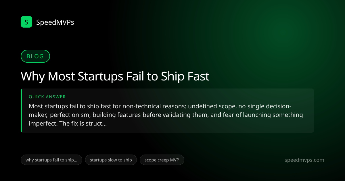Quick answer summary for Why Most Startups Fail to Ship Fast