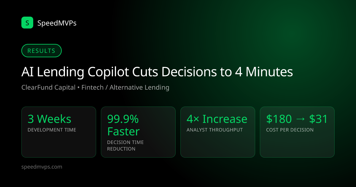 Key results: AI Lending Copilot Cuts Decisions to 4 Minutes