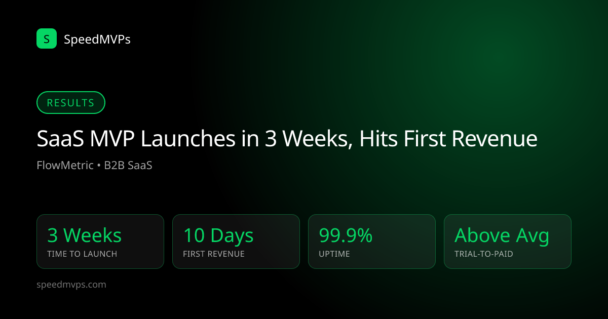 Key results: SaaS MVP Launches in 3 Weeks, Hits First Revenue