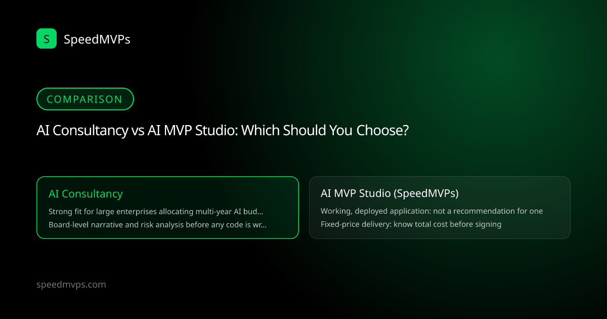 Comparison: AI Consultancy vs AI MVP Studio: Which Should You Choose?