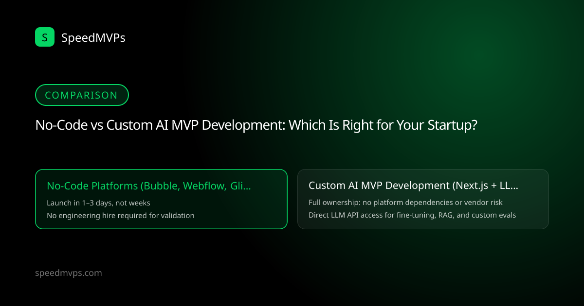 Comparison: No-Code vs Custom AI MVP Development: Which Is Right for Your Startup?