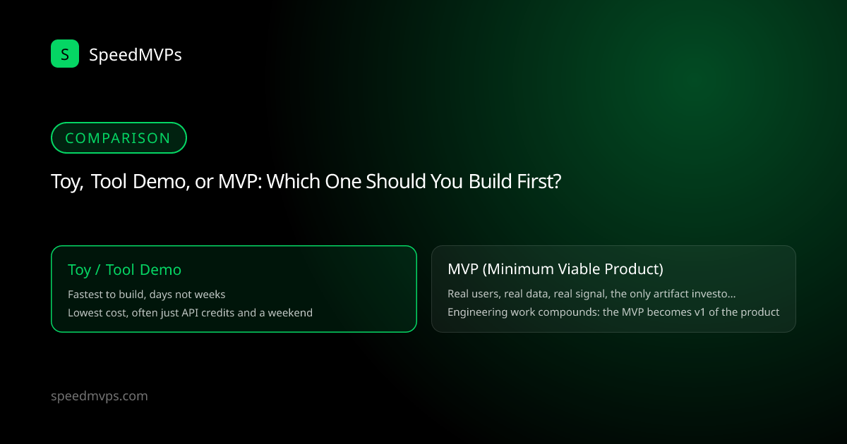 Comparison: Toy, Tool Demo, or MVP: Which One Should You Build First?