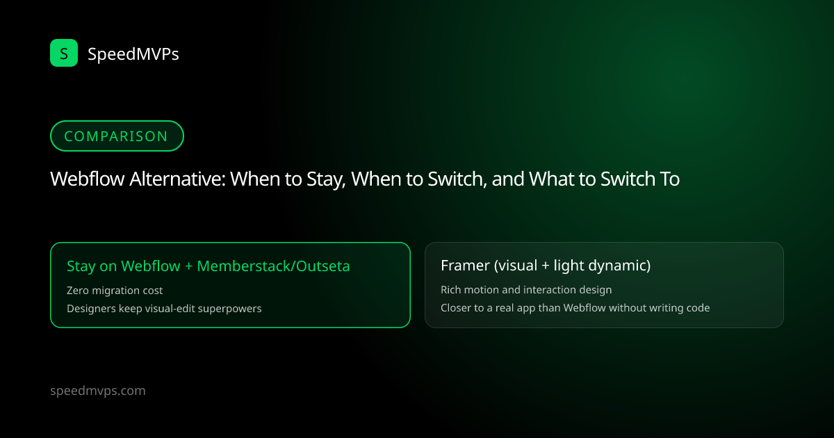 Comparison: Webflow Alternative: When to Stay, When to Switch, and What to Switch To