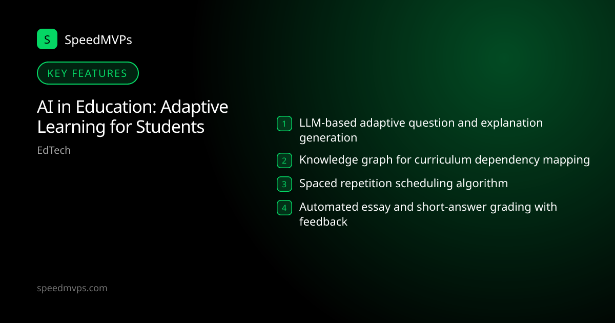 Key features: AI in Education: Adaptive Learning for Students