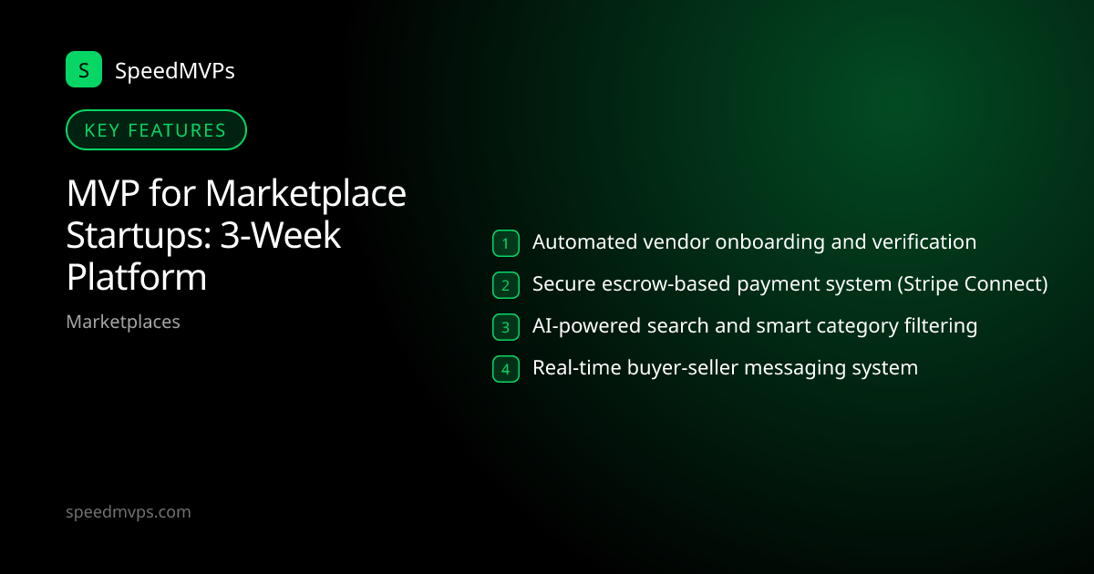 Key features: MVP for Marketplace Startups: 3-Week Platform