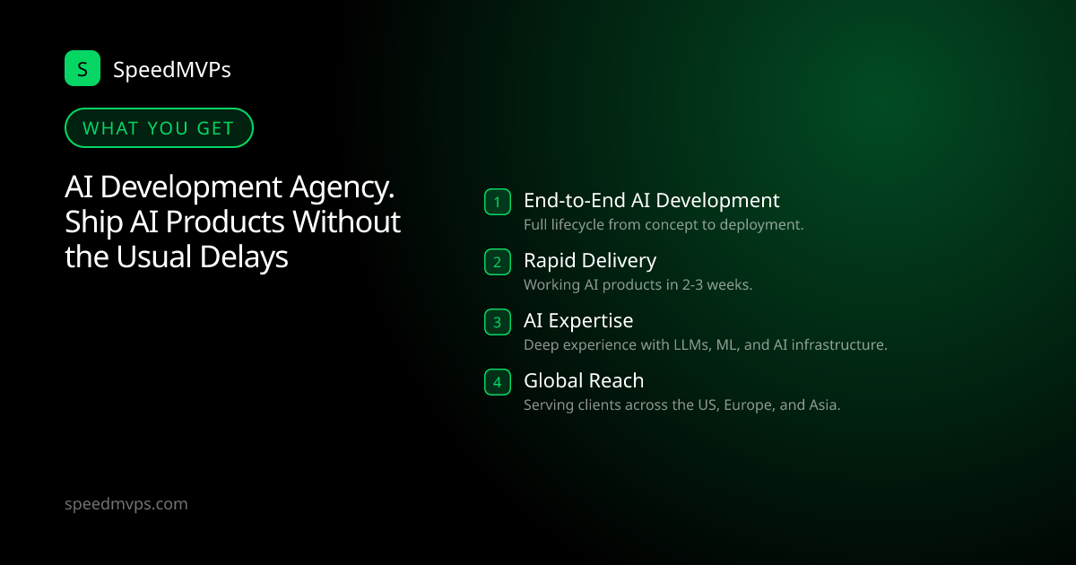 What you get with AI Development Agency. Ship AI Products Without the Usual Delays: key deliverables at a glance