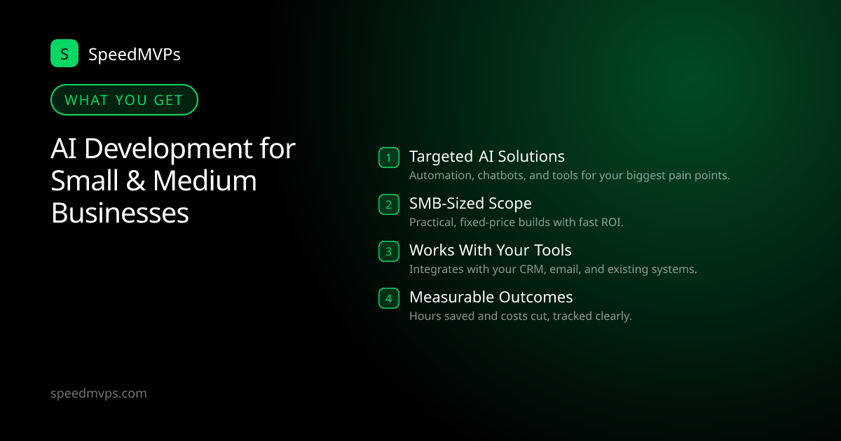 What you get with AI Development for Small & Medium Businesses: key deliverables at a glance