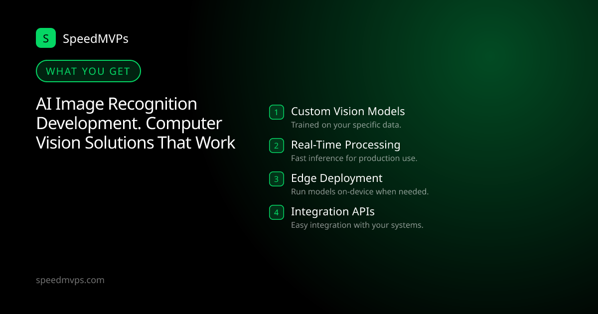 What you get with AI Image Recognition Development. Computer Vision Solutions That Work: key deliverables at a glance