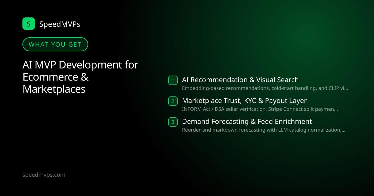 What you get with AI MVP Development for Ecommerce & Marketplaces: key deliverables at a glance
