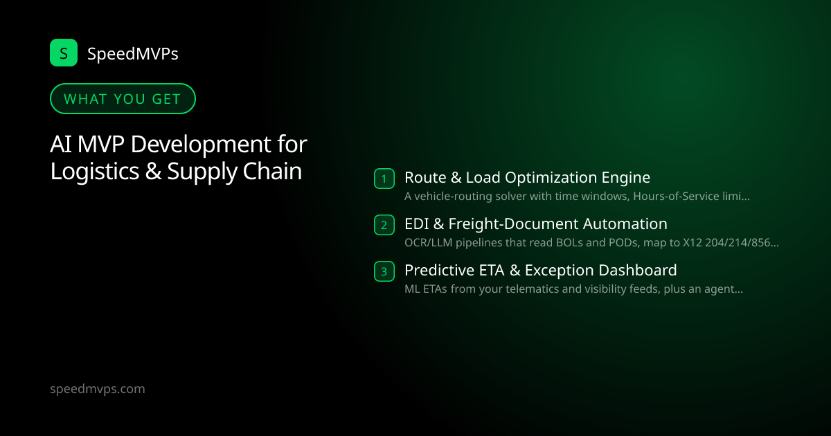 What you get with AI MVP Development for Logistics & Supply Chain: key deliverables at a glance
