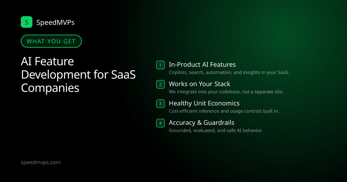 What you get with AI Feature Development for SaaS Companies: key deliverables at a glance