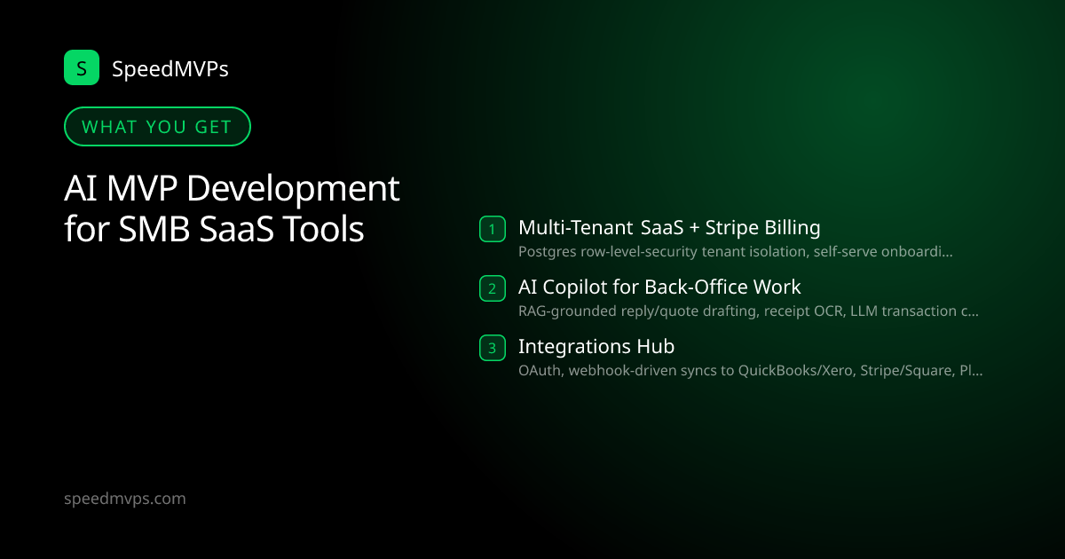 What you get with AI MVP Development for SMB SaaS Tools: key deliverables at a glance