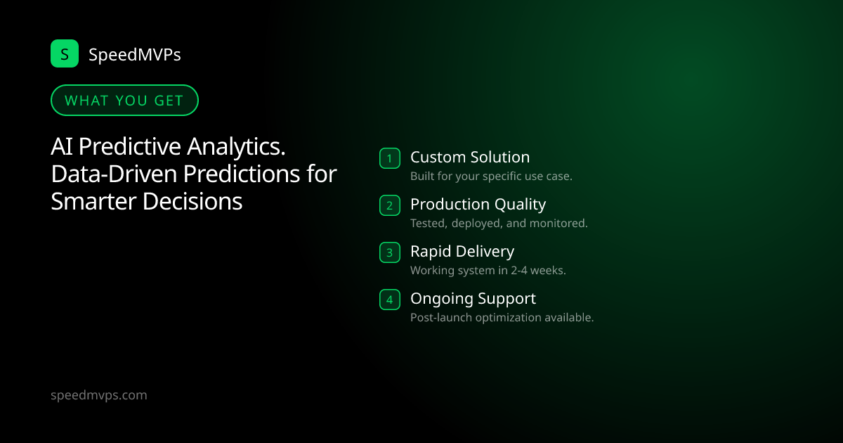 What you get with AI Predictive Analytics. Data-Driven Predictions for Smarter Decisions: key deliverables at a glance
