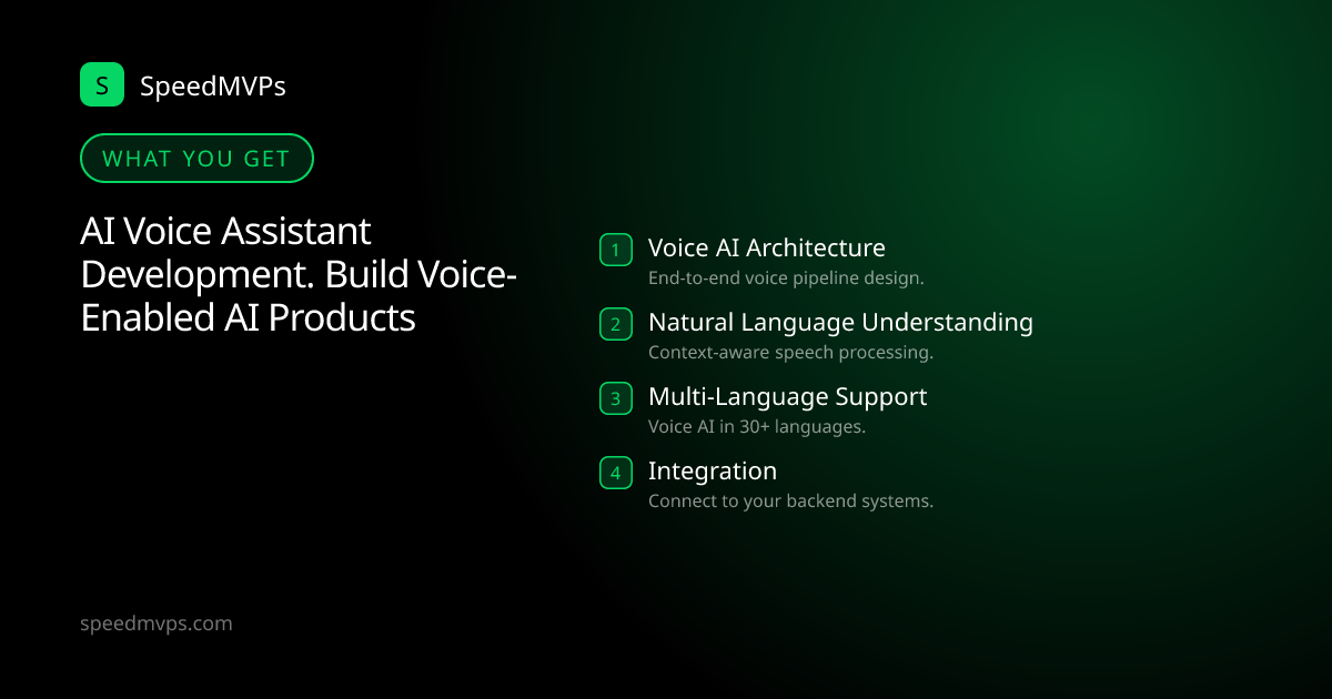 What you get with AI Voice Assistant Development. Build Voice-Enabled AI Products: key deliverables at a glance