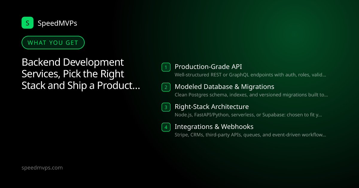 What you get with Backend Development Services, Pick the Right Stack and Ship a Production API in Weeks: key deliverables at a glance
