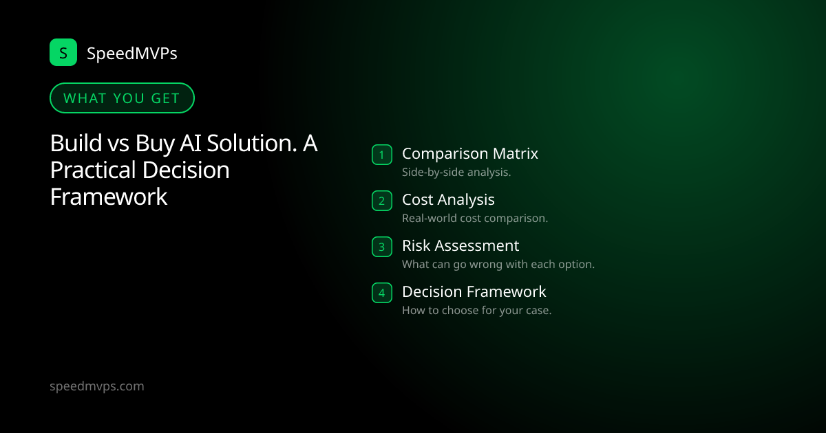 What you get with Build vs Buy AI Solution. A Practical Decision Framework: key deliverables at a glance