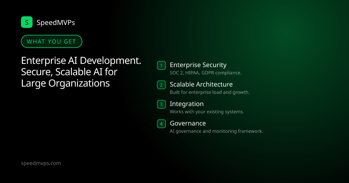 What you get with Enterprise AI Development. Secure, Scalable AI for Large Organizations: key deliverables at a glance