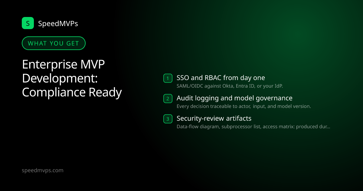 What you get with Enterprise MVP Development: Compliance Ready: key deliverables at a glance