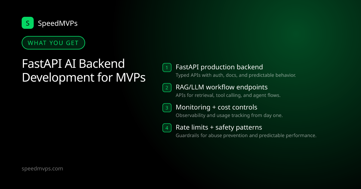 What you get with FastAPI AI Backend Development for MVPs: key deliverables at a glance