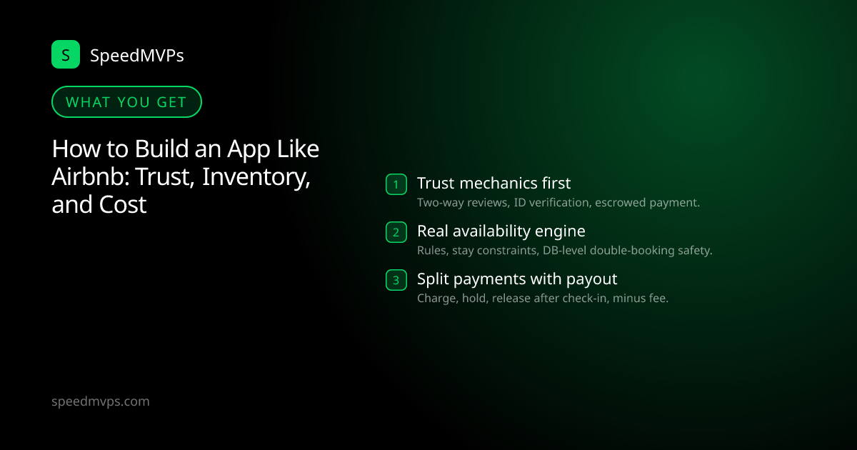 What you get with How to Build an App Like Airbnb: Trust, Inventory, and Cost: key deliverables at a glance