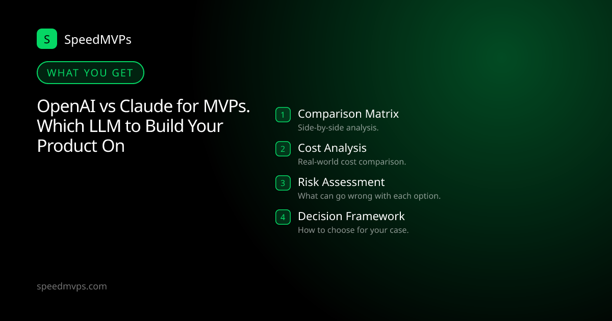What you get with OpenAI vs Claude for MVPs. Which LLM to Build Your Product On: key deliverables at a glance