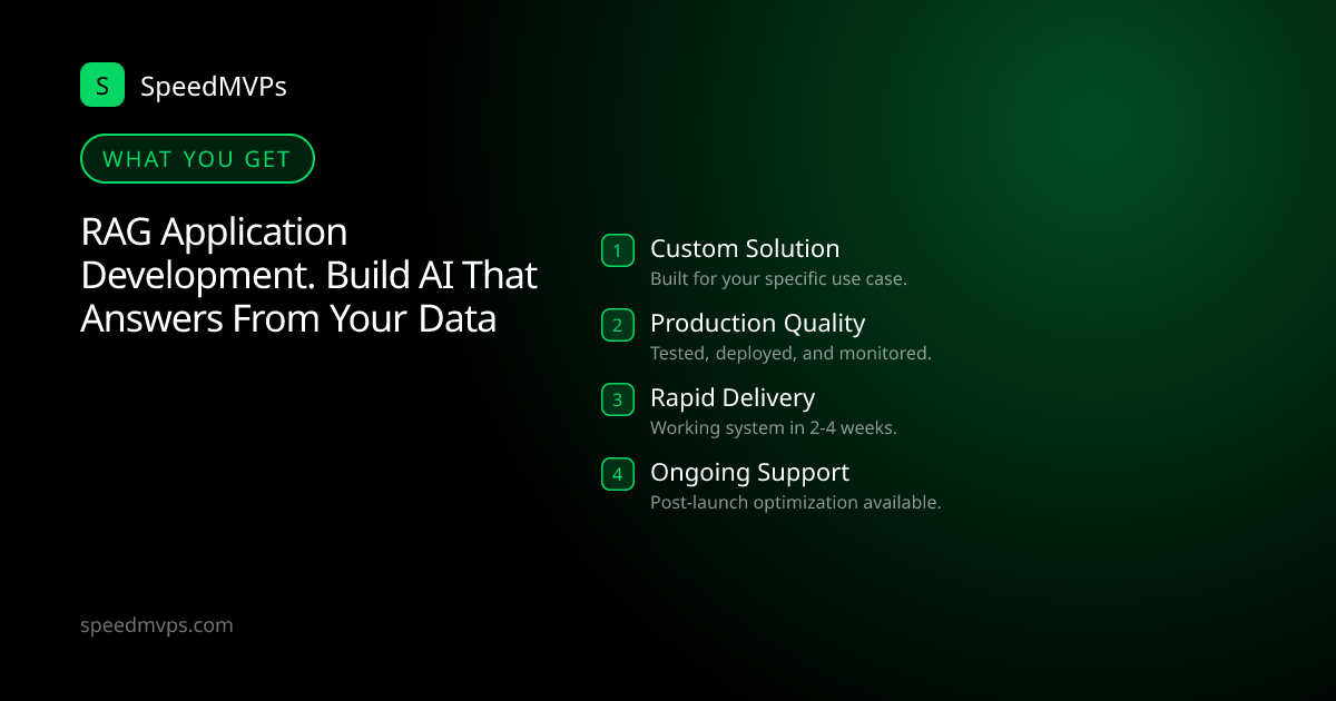 What you get with RAG Application Development. Build AI That Answers From Your Data: key deliverables at a glance