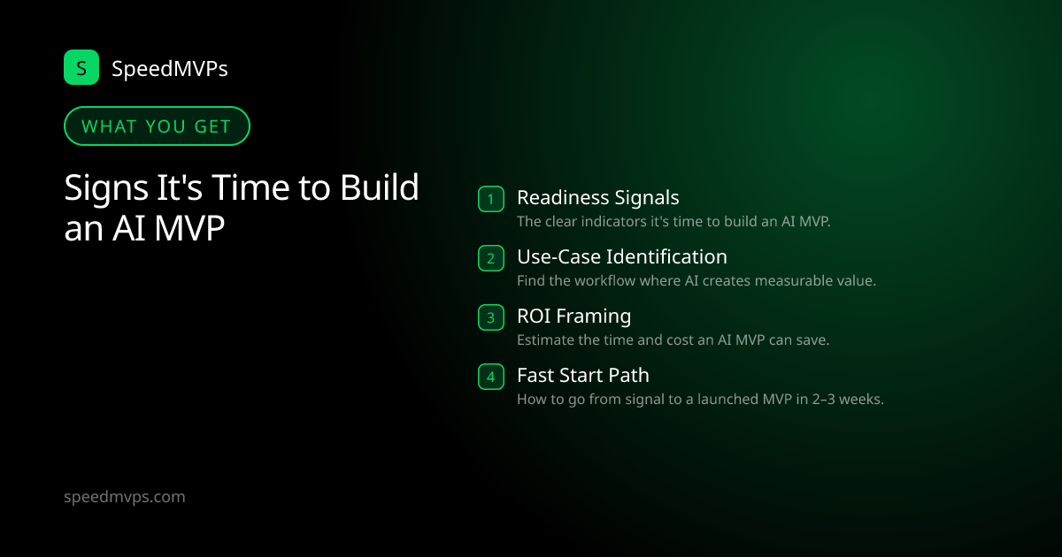 What you get with Signs It's Time to Build an AI MVP: key deliverables at a glance