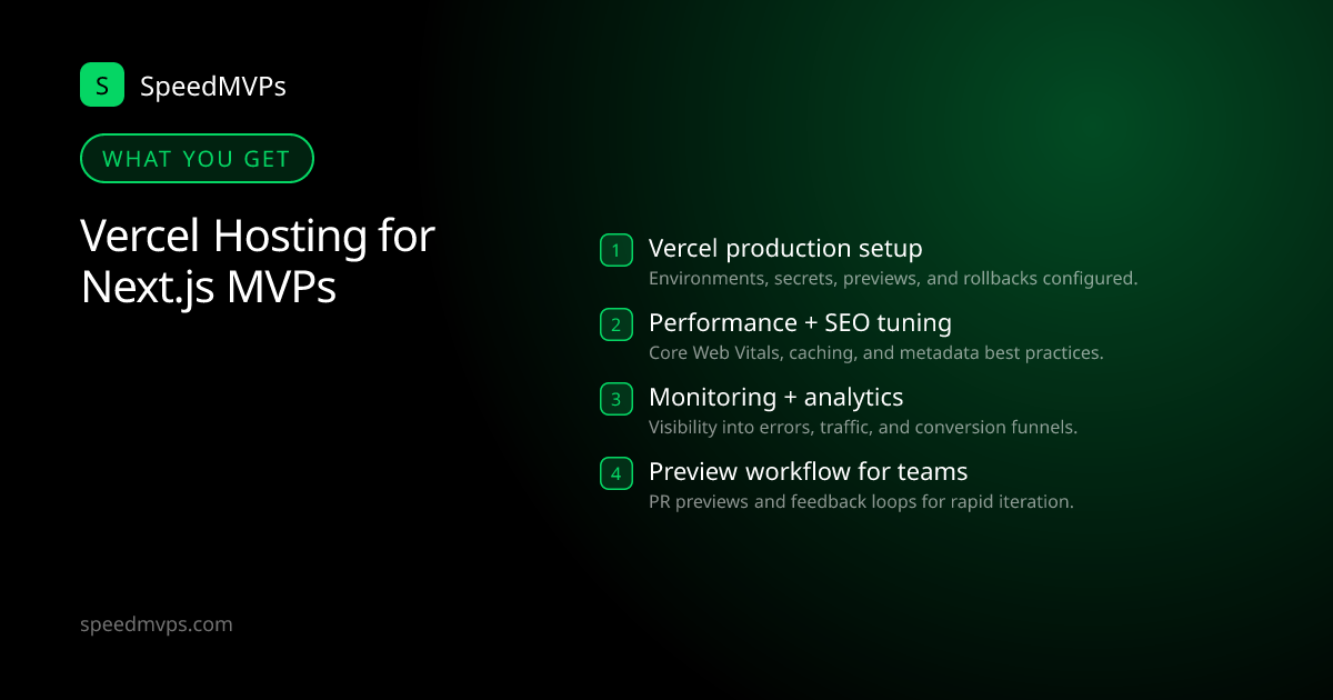 What you get with Vercel Hosting for Next.js MVPs: key deliverables at a glance