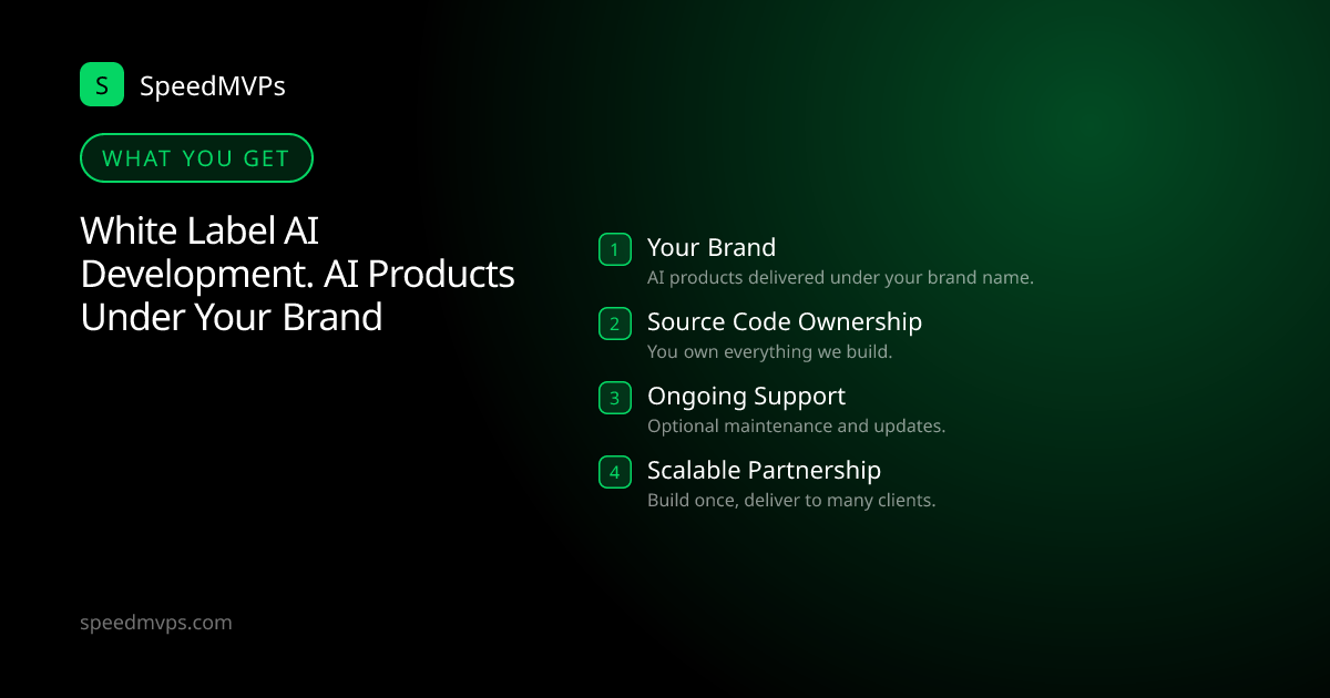 What you get with White Label AI Development. AI Products Under Your Brand: key deliverables at a glance